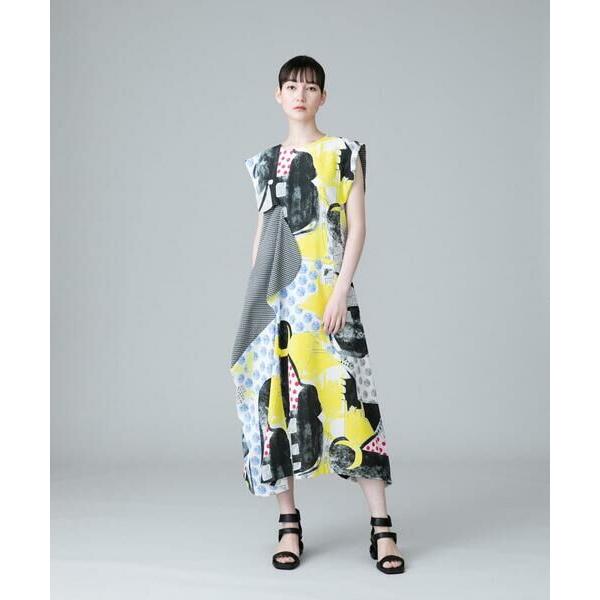 ヒロココシノ 夏を彩るアートプリント ワンピース 38 総柄 美品 ヒロココシノ 夏を彩るアートプリント ワンピース 38 総柄 美品