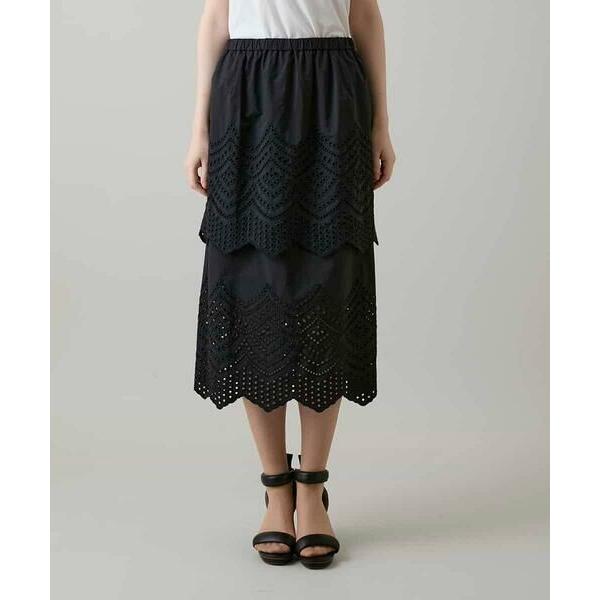 HIROKO KOSHINO / ヒロココシノ アイレット刺繍デザインスカート/洗えるの画像