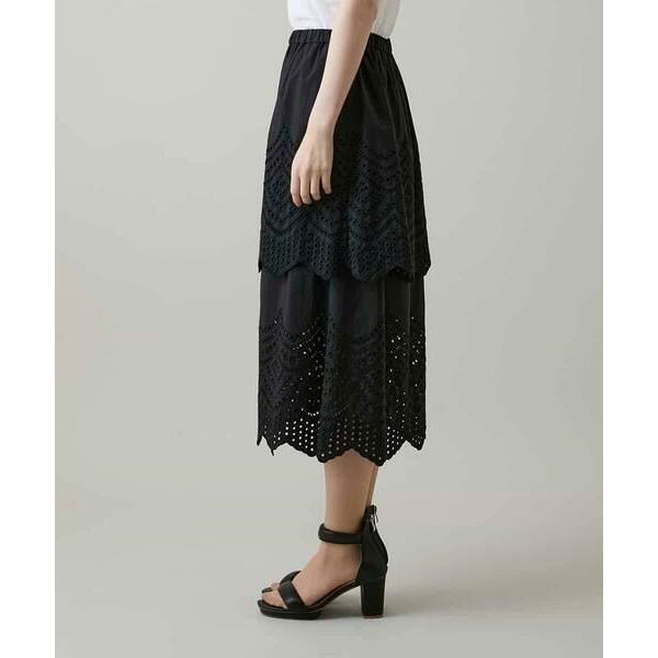 HIROKO KOSHINO / ヒロココシノ アイレット刺繍デザインスカート/洗えるの画像