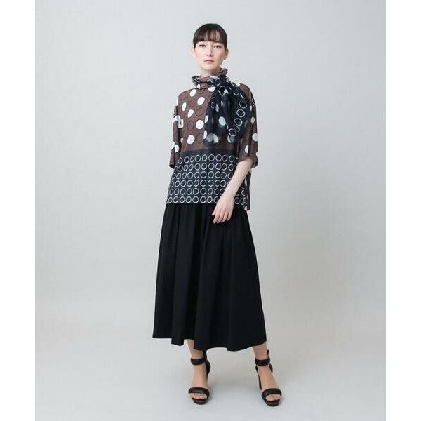 HIROKO KOSHINO / ヒロココシノ ドットパターンドレープジャージープルオーバー/日本製/洗えるの画像