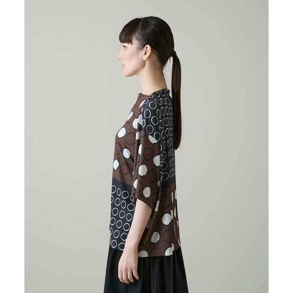 HIROKO KOSHINO / ヒロココシノ ドットパターンドレープジャージープルオーバー/日本製/洗えるの画像