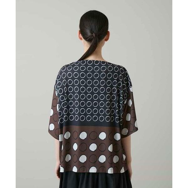 HIROKO KOSHINO / ヒロココシノ ドットパターンドレープジャージープルオーバー/日本製/洗えるの画像