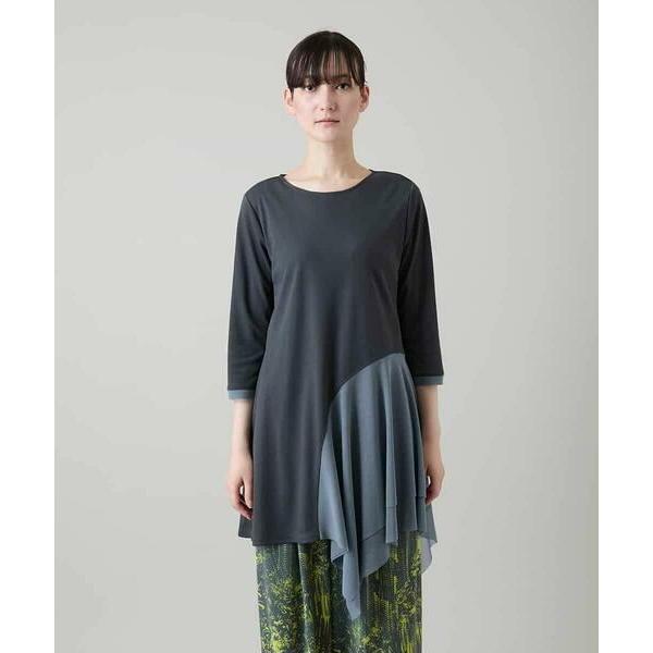 HIROKO KOSHINO / ヒロココシノ アシンメトリーチュールヘムデザインチュニック/日本製/洗える_1