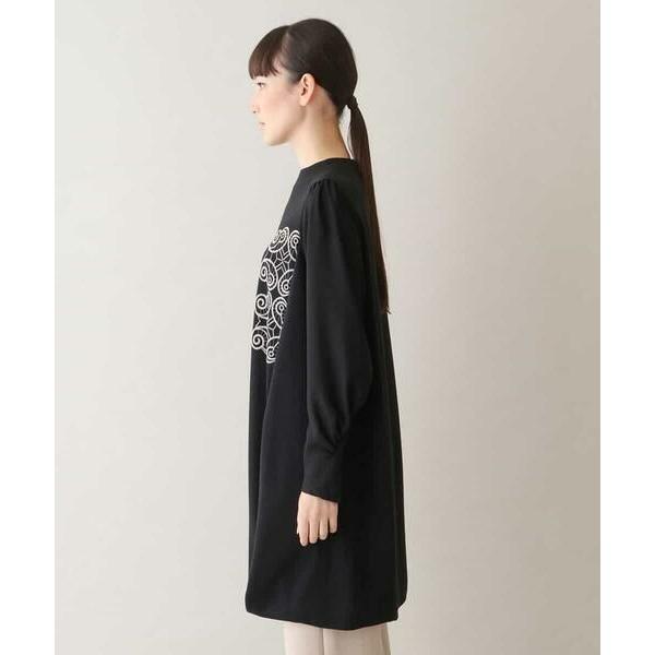 HIROKO KOSHINO チュニック 未使用に近い 日本製 レースモチーフプリントチュニック/日本製/洗える(チュニック