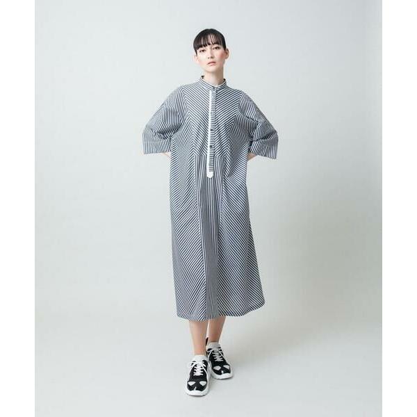 HIROKO KOSHINO / ヒロココシノ トリコットストライプ切り替えデザインワンピース /洗えるの画像