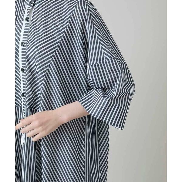HIROKO KOSHINO / ヒロココシノ トリコットストライプ切り替えデザインワンピース /洗えるの画像