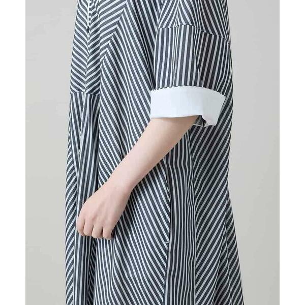 HIROKO KOSHINO / ヒロココシノ トリコットストライプ切り替えデザインワンピース /洗えるの画像