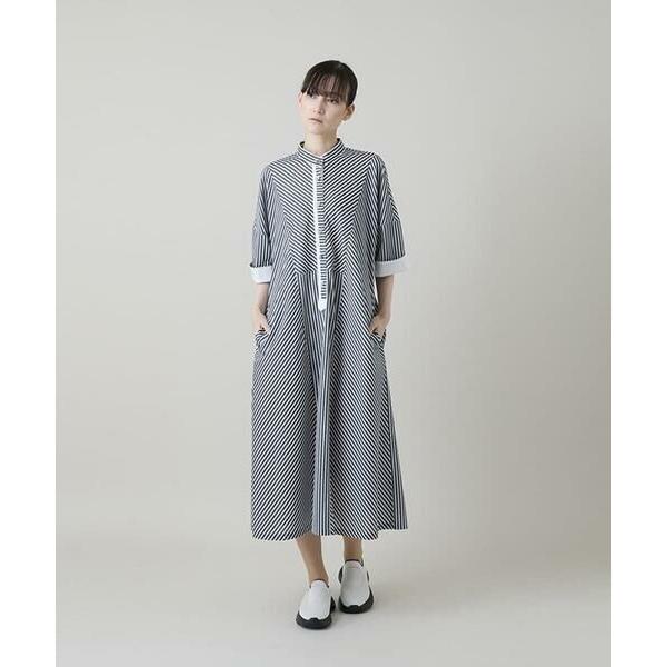 HIROKO KOSHINO / ヒロココシノ トリコットストライプ切り替えデザインワンピース /洗えるの画像