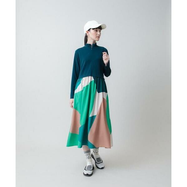 HIROKO KOSHINO / ヒロココシノ 2WAYストレッチ幾何プリントワンピース /日本製/洗えるの画像
