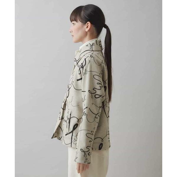 HIROKO KOSHINO / ヒロココシノ ラインドローイングプリントジャケット /日本製/洗えるの画像