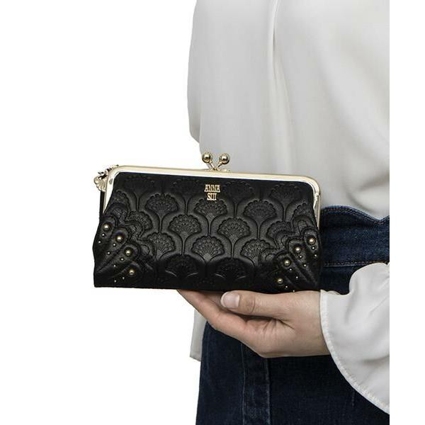 【未使用級】ANNA SUI　ピーコック　２つ折財布　ブラック　現行品 未使用級】ANNA SUI ピーコック 2つ折財布 ブラック 現行品 アナスイ