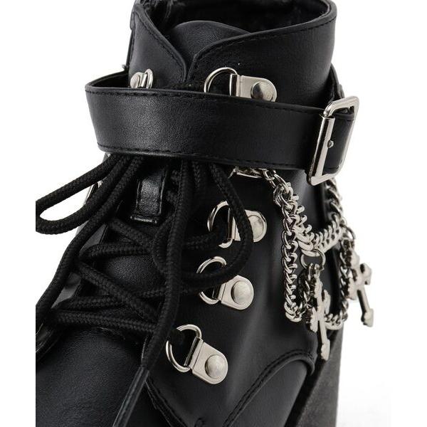 豆柴 エスペランサ 厚底十字架チャーム付きチェーンブーツ 厚底十字架チャーム付きチェーンブーツ（ブーツ）｜cs T&P