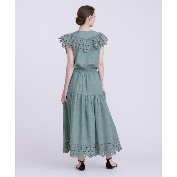 未使用品ハウスオブロータス スカラ刺繍ギャザーフレアスカート