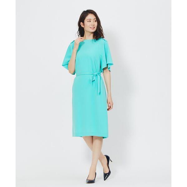 DESIGNWORKS　デザインワークス フリル ノースリーブ膝丈ワンピース DESIGNWORKS デザインワークス フリル ノースリーブ膝丈