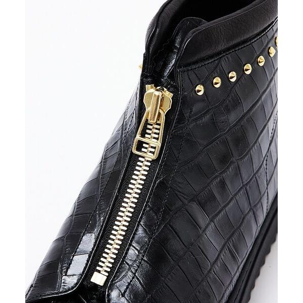 アルフレッドバニスター LEON別注 クロコ型押し センタージップスニーカー LEON別注】クロコ型押し センタージップ スタッズ スニーカー