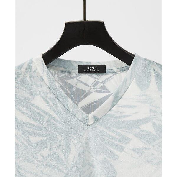 5351プール・オム（5351POUR LES HOMMES）/総柄 ベロア  Vネック 長袖 ニットTシャツ 5351 POUR LES HOMMES 5351POUR LES HOMMES / 5351プール・オム 総柄
