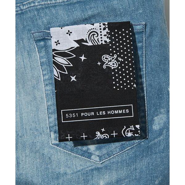 デニム 5351 pour les hommes 店舗 5351 POUR LES HOMMES - 5351誕生40周年記念オリジナルバンダナ付き バイカーコーティング デニムパンツ インディコ