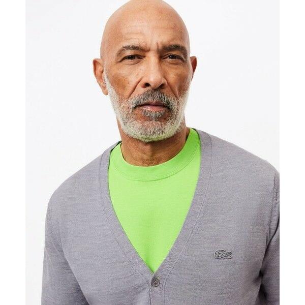 Lacoste ラコステ グレー エッセンシャルメリノウールカーディガン L LACOSTE（ラコステ） エッセンシャルメリノウールカーディガン