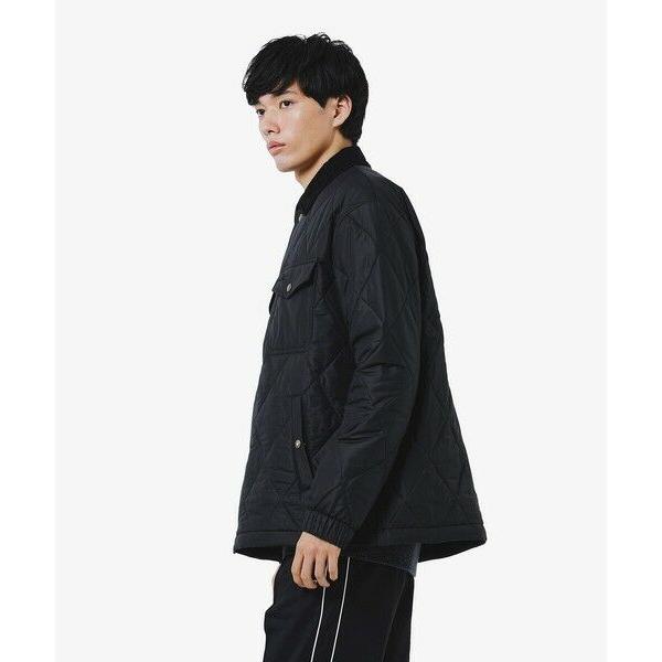 【ブラック】THERMORE中綿 コーデュロイカラーキルティングジャケット LACOSTE｜THERMORE中綿 コーデュロイカラーキルティングジャケット