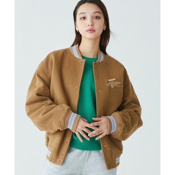 ラコステ スタジャン キルティング レザー ウールジャケット LACOSTE（ラコステ） 裏地キルティング ウールバーシティジャケット