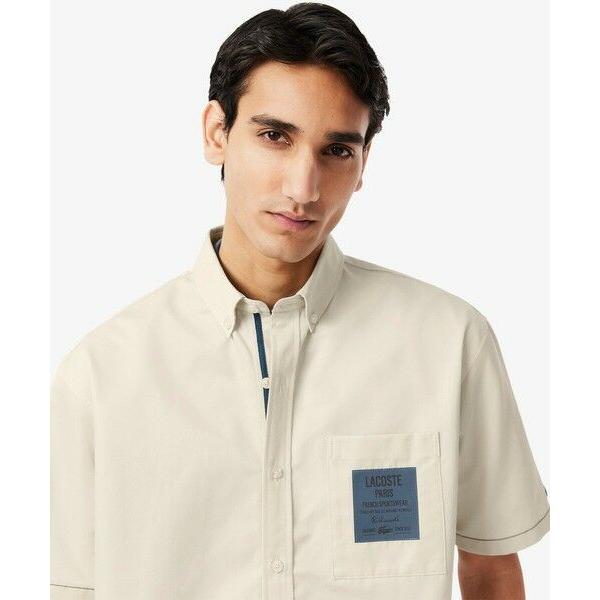 すぐ届く【LACOSTE】ブレンドネームパッチボタンダウンシャツ LACOSTE / ラコステ シルクブレンドネームパッチボタンダウン