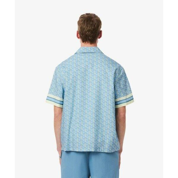 【ライトブルー】モノグラムオープンカラーシャツ ラコステ LACOSTE モノグラムオープンカラーシャツ （ライトブルー