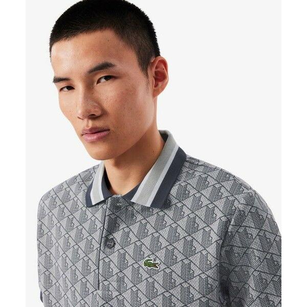 LACOSTE（ラコステ） モノグラムジャカード半袖ポロシャツ
