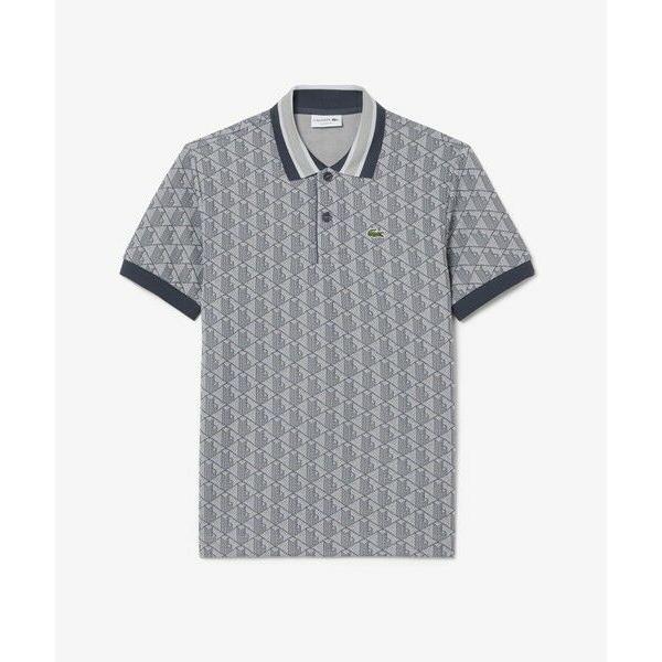 【希少】ラコステ LACOSTE ポロシャツ 別注 モノグラムジャカード S LACOSTE（ラコステ） モノグラムジャカード半袖ポロシャツ