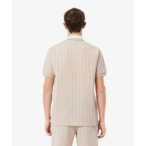 ラコステ　半袖ポロシャツ　ジョガーパンツ　モノグラム柄　セットアップ　総柄　上下 LACOSTE（ラコステ） モノグラムジャカード半袖ポロシャツ