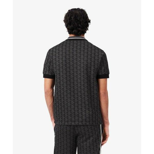美品 LACOSTE ラコステ モノグラム 半袖ポロシャツ Mサイズ相当 LACOSTE（ラコステ） モノグラムジャカード半袖ポロシャツ