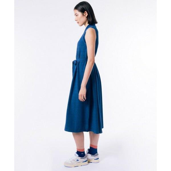 LACOSTE インディゴノースリーブポロドレス　マキシ丈 LACOSTE｜インディゴノースリーブポロドレス / マキシ丈