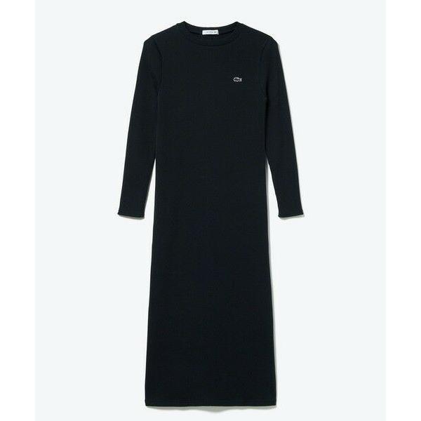 ラコステ　コットンリブニットドレス　34 ブラック ラコステ コットンリブニットドレス 34 ブラック ラコステ LACOSTE