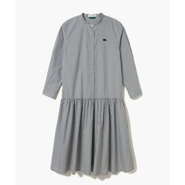 LACOSTE（ラコステ） バンドカラーロングシャツドレス / ストライプ