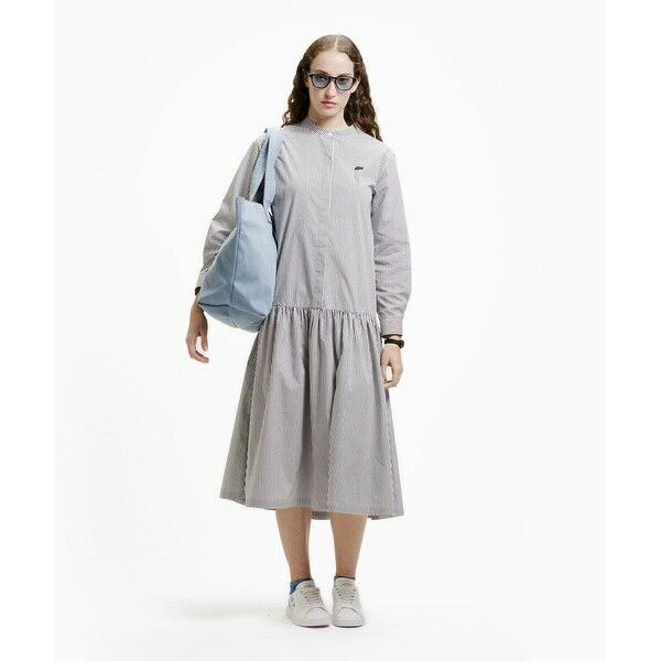 LACOSTE（ラコステ） バンドカラーロングシャツドレス / ストライプ