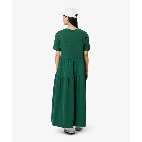 LACOSTE / ラコステ ティアード切り替え コットンドレス マキシ丈 ワンピースの画像
