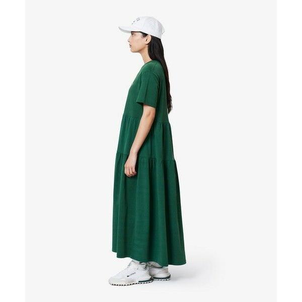 LACOSTE / ラコステ ティアード切り替え コットンドレス マキシ丈 ワンピースの画像
