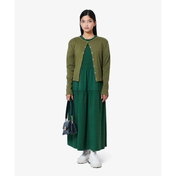 LACOSTE / ラコステ ティアード切り替え コットンドレス マキシ丈 ワンピースの画像