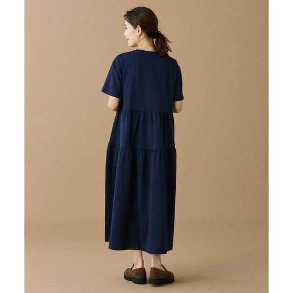 LACOSTE / ラコステ ティアード切り替え コットンドレス マキシ丈 ワンピースの画像