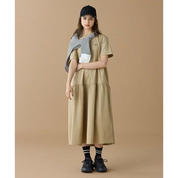 LACOSTE / ラコステ ティアード切り替え コットンドレス マキシ丈 ワンピースの画像