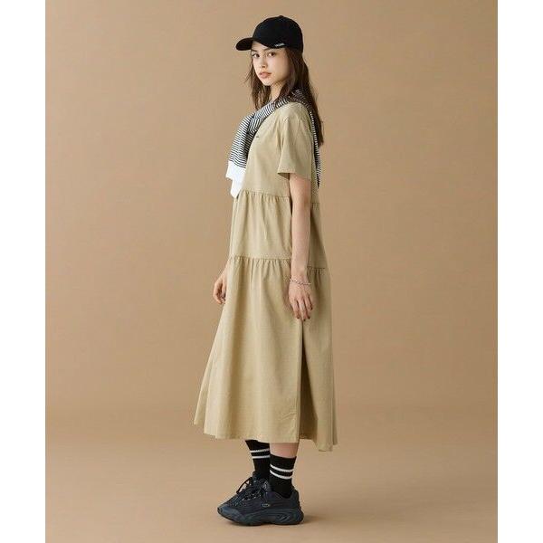 LACOSTE / ラコステ ティアード切り替え コットンドレス マキシ丈 ワンピースの画像