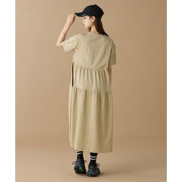 LACOSTE / ラコステ ティアード切り替え コットンドレス マキシ丈 ワンピースの画像