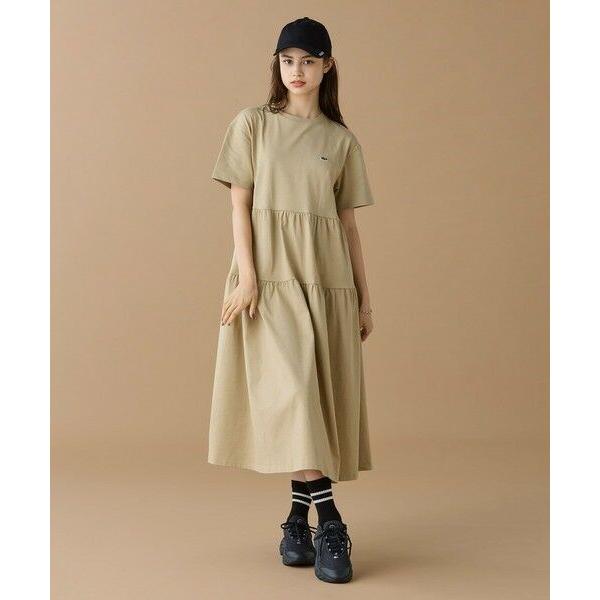 LACOSTE / ラコステ ティアード切り替え コットンドレス マキシ丈 ワンピースの画像