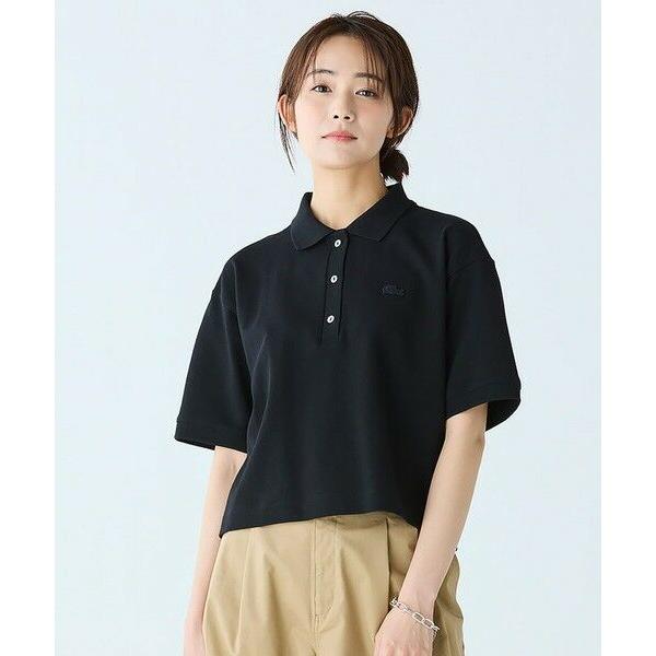 ナノユニバース別注 ラコステ ポロシャツ 黒 鹿の子 M ワニロゴ 美品 LACOSTE（ラコステ） ポロシャツ ウルトラドライ鹿の子地ポロシャツ