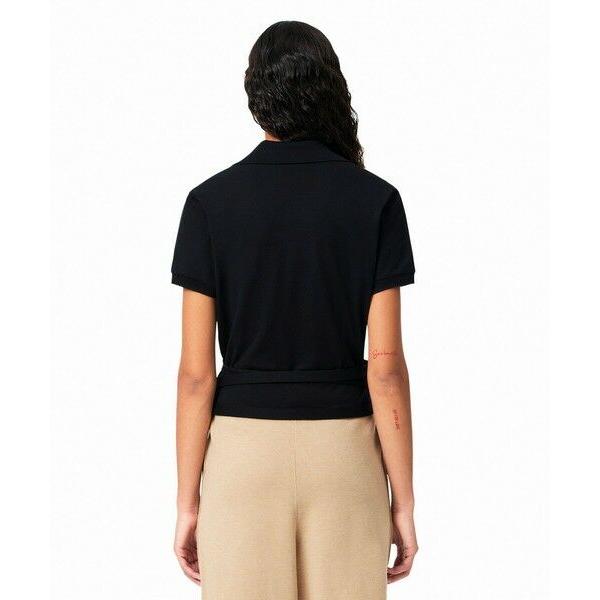 LACOSTEハイストレッチ 鹿の子 ラップフロント クロップド丈半袖ポロシャツ LACOSTE｜ハイストレッチ 鹿の子 ラップフロント クロップド丈