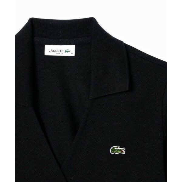 ラコステ　鹿の子 ワイド クロップド丈 半袖　ポロシャツ　LACOSTE LACOSTE｜ハイストレッチ 鹿の子 ラップフロント クロップド丈半袖