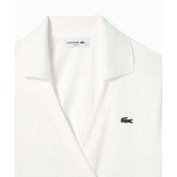 ラコステ　鹿の子 ワイド クロップド丈 半袖　ポロシャツ　LACOSTE LACOSTE（ラコステ） ハイストレッチ 鹿の子 ラップフロント