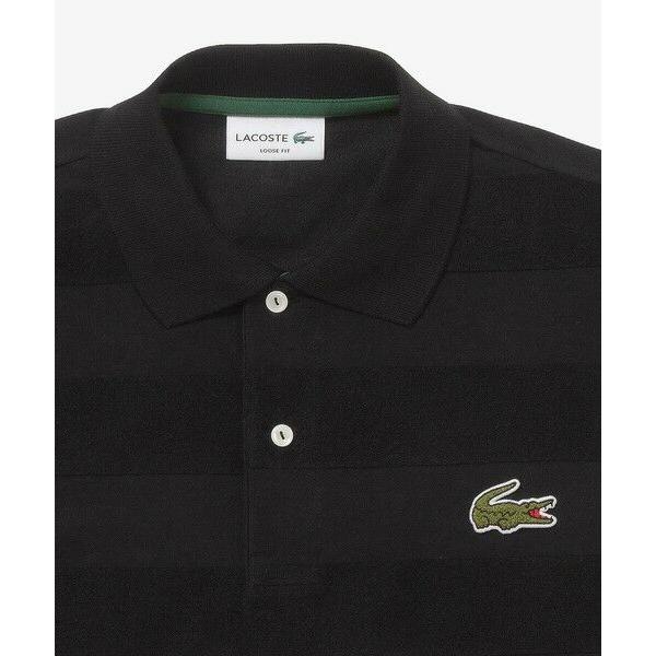 LACOSTE（ラコステ） パイル地切り替え同色ボーダーポロシャツ 