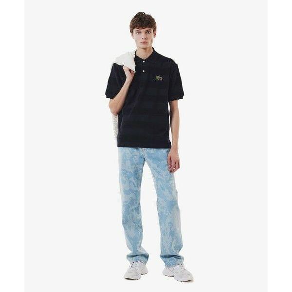 LACOSTE（ラコステ） パイル地切り替え同色ボーダーポロシャツ