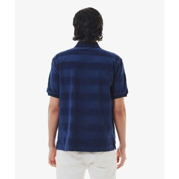 LACOSTE（ラコステ） パイル地切り替え同色ボーダーポロシャツ 