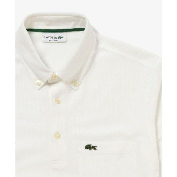 LACOSTE（ラコステ） 鹿の子地切り替え同色ストライプボタンダウン